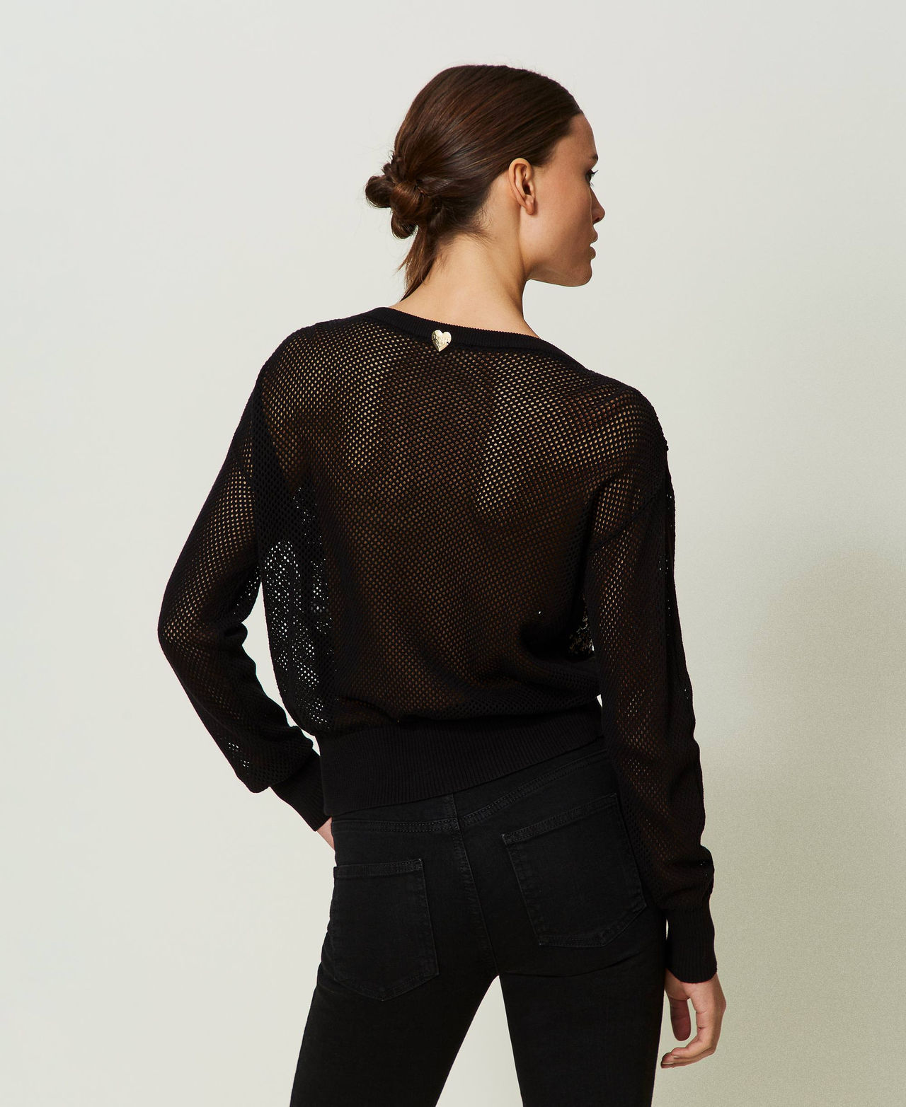 Pull en point résille et sequins Noir Femme 241LB32BB-03