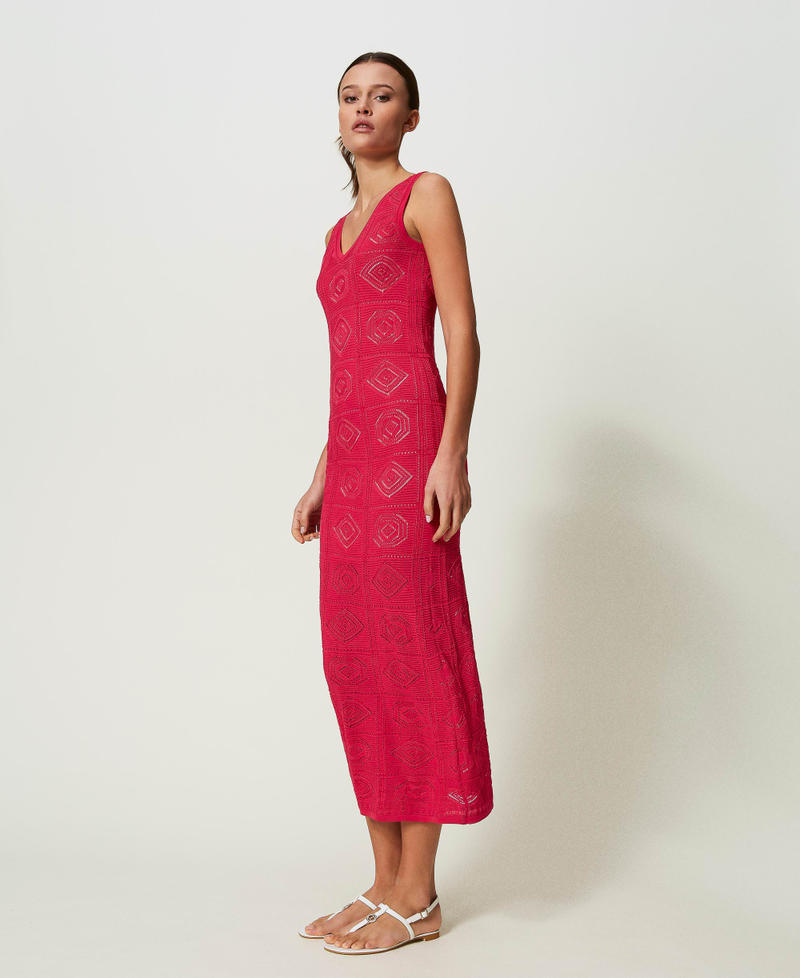 Knitted midi dress “Pink Dahlia” Fuchsia Woman 241LB3BBB_07041_02