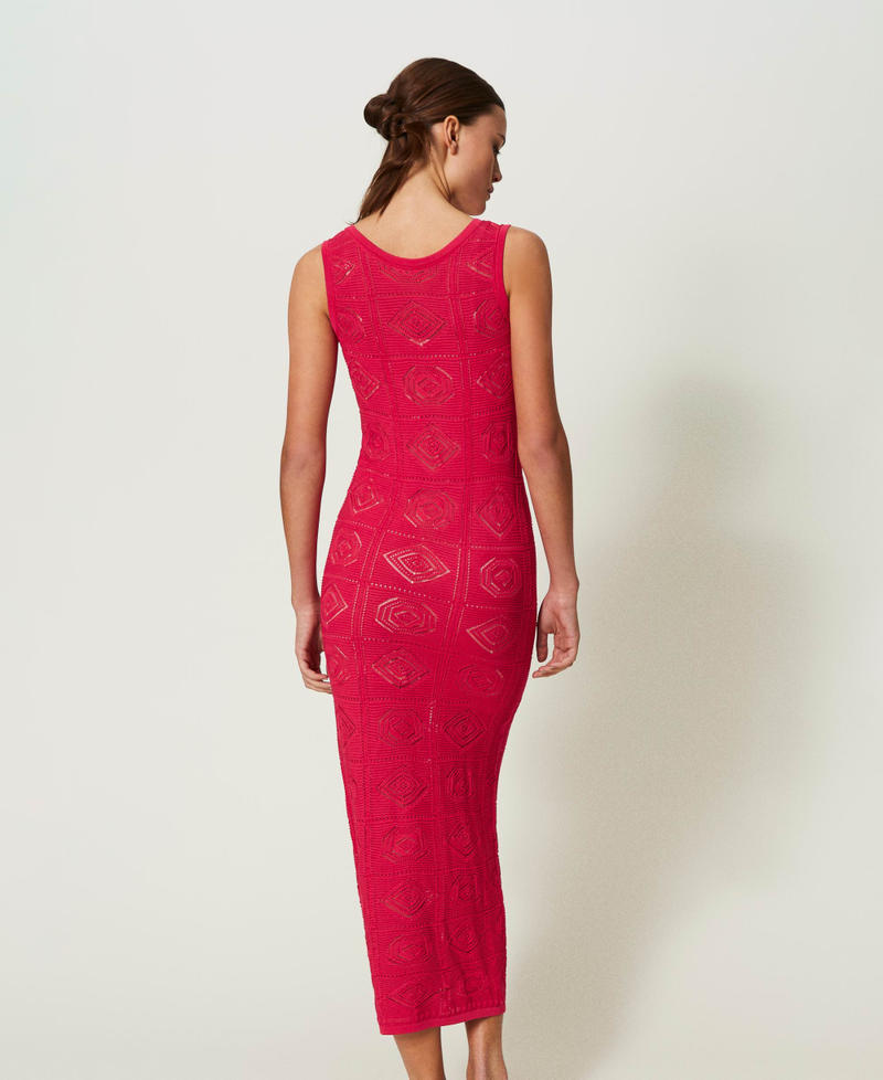 Knitted midi dress “Pink Dahlia” Fuchsia Woman 241LB3BBB-03