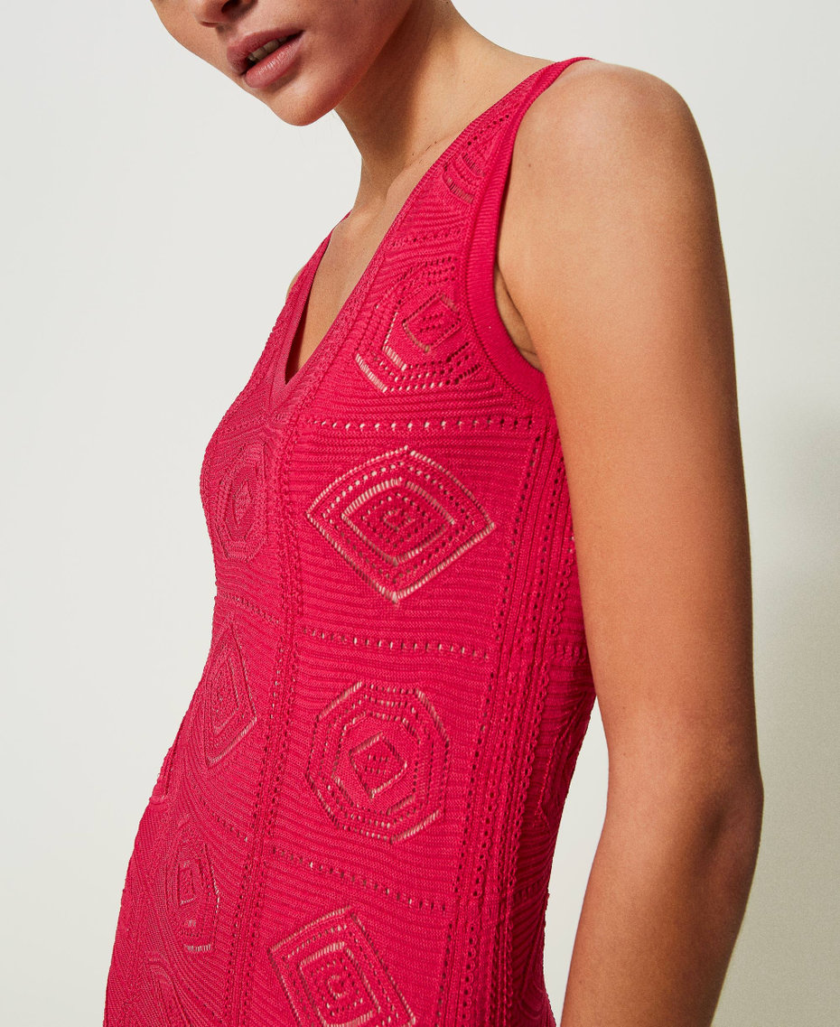Knitted midi dress “Pink Dahlia” Fuchsia Woman 241LB3BBB-04