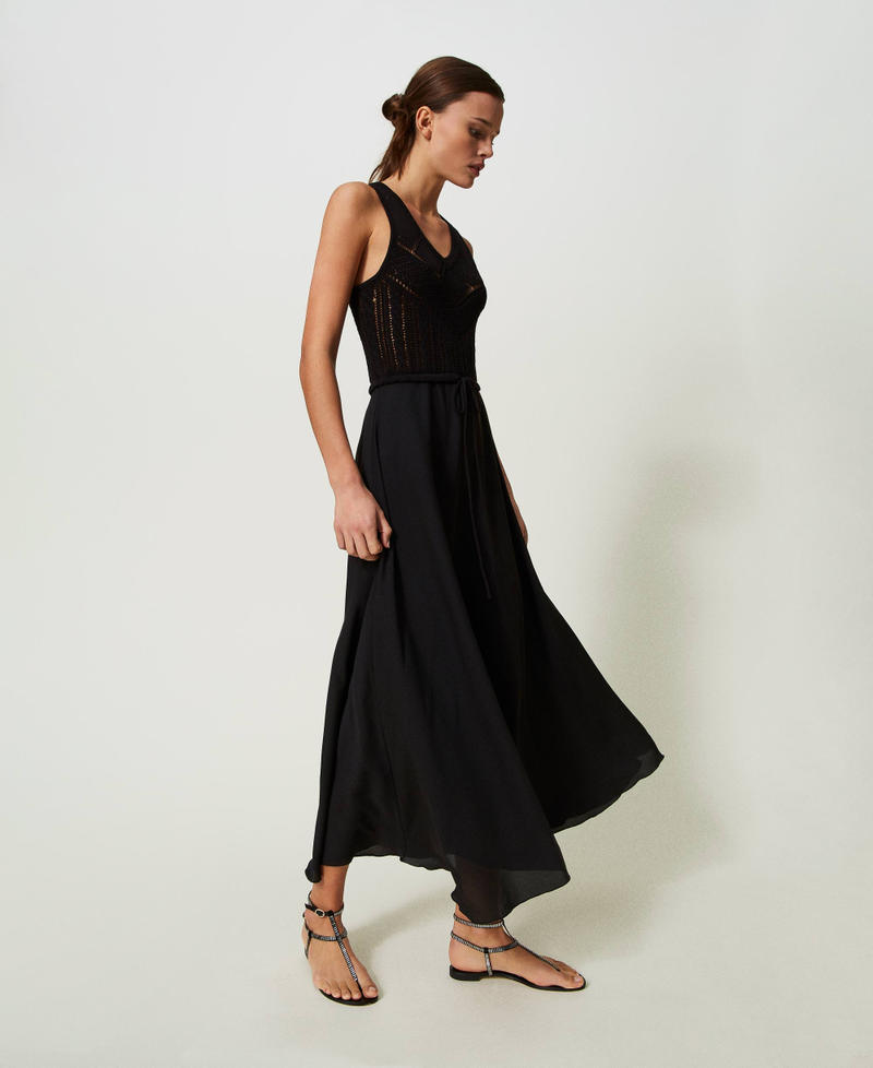 Knit and georgette long dress Black Woman 241LB3CAA_00006_01