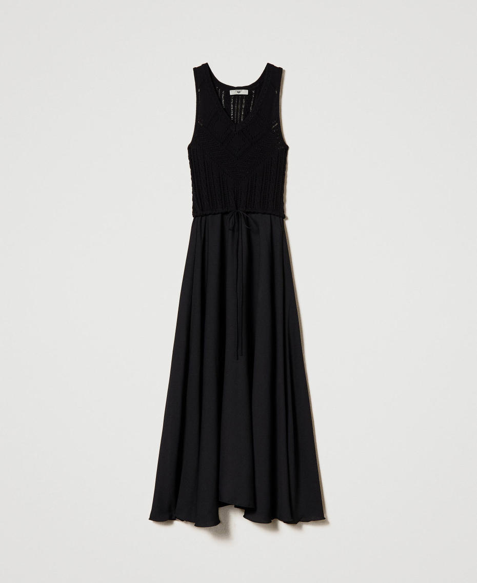 Knit and georgette long dress Black Woman 241LB3CAA-0S