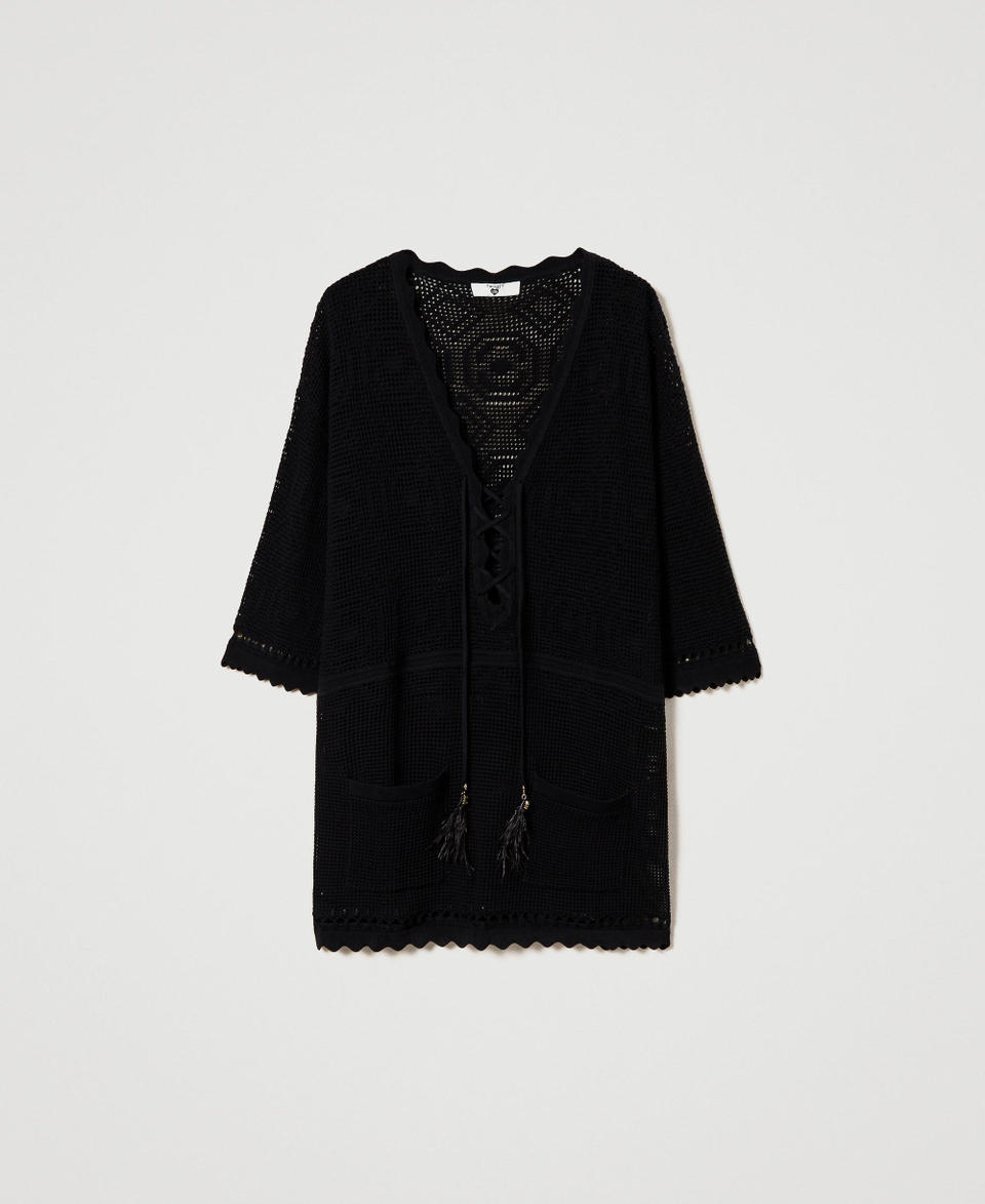 Openwork knit kaftan Black Woman 241LB3DAA_00006_0S