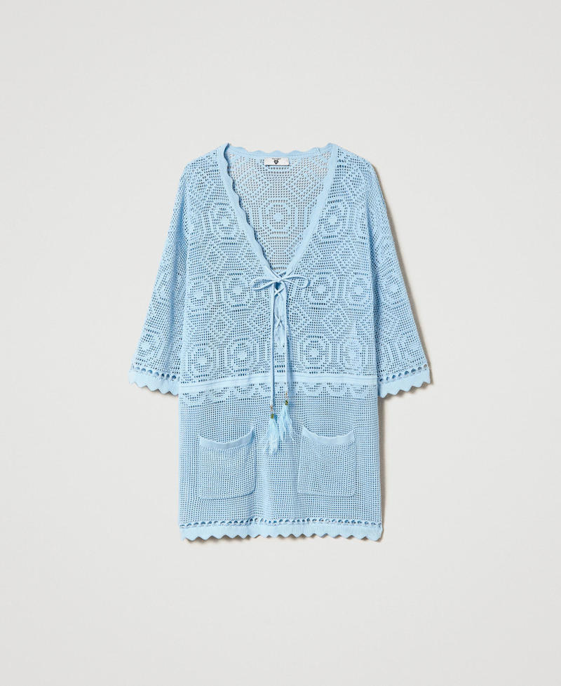 Caftano in maglia traforata Azzurro "Aquamarine" Donna 241LB3DAA_11261_0S
