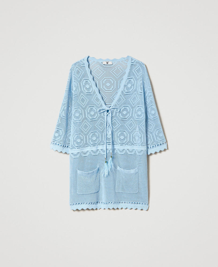 Caftano in maglia traforata Azzurro "Aquamarine" Donna 241LB3DAA_11261_S0