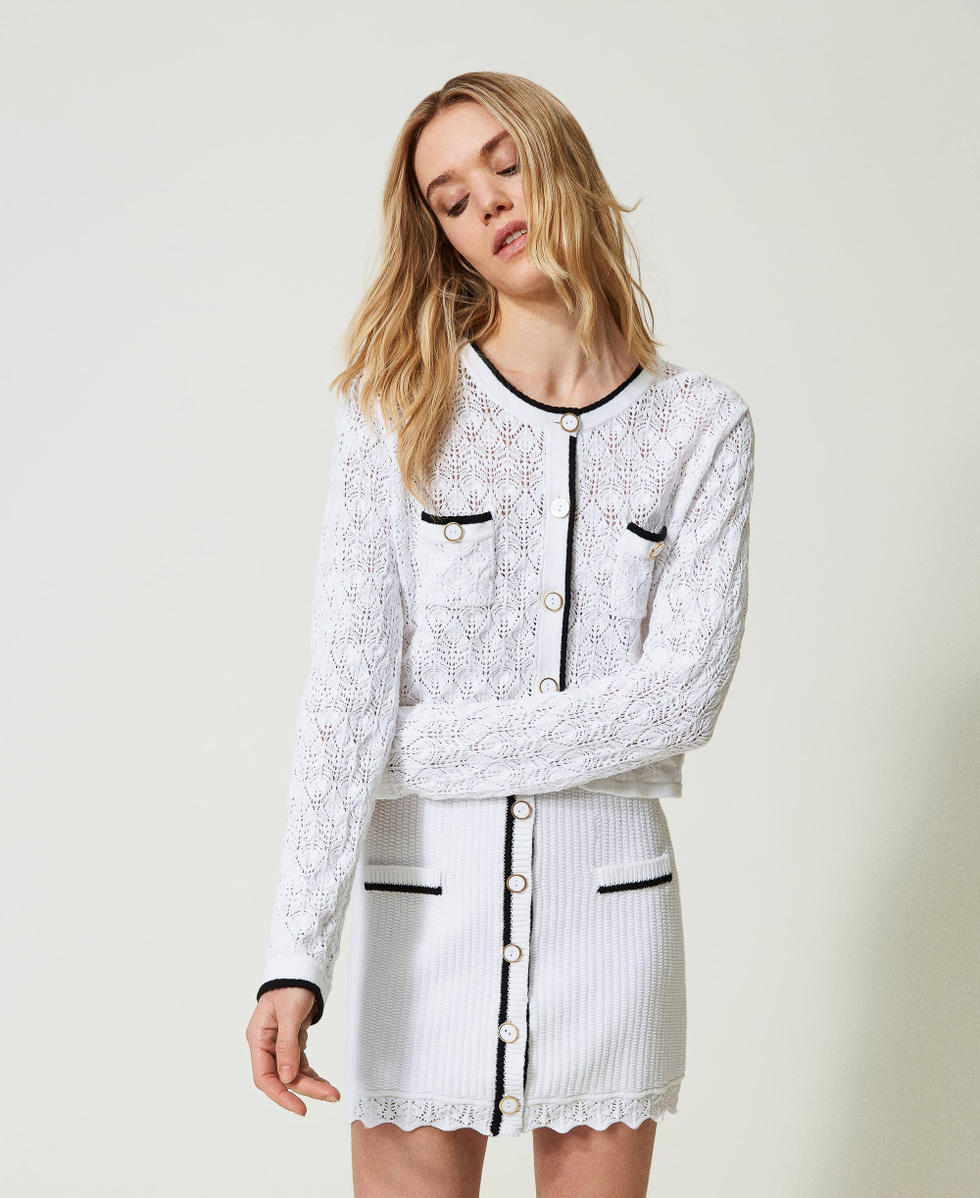 Cardigan en maille ajour&eacute;e