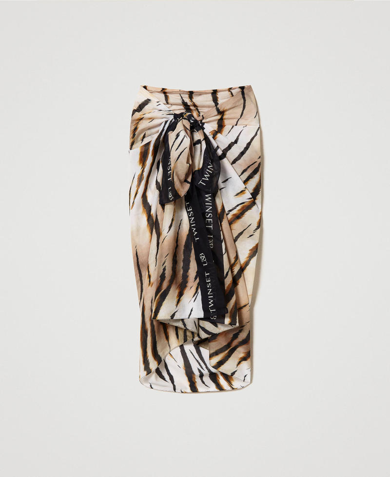 Sarong with all over print Animal Print Woman 241LB4ACC_11270_0S