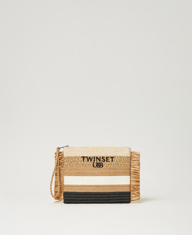 Pochette in paglia con frange Multicolor Star White / Beige Nougat / Nero Donna 241LB7111_11361_01