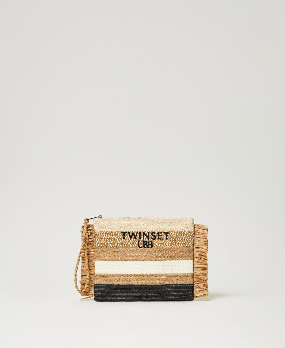 Pochette in paglia con frange Multicolor Star White / Beige Nougat / Nero Donna 241LB7111_11361_01