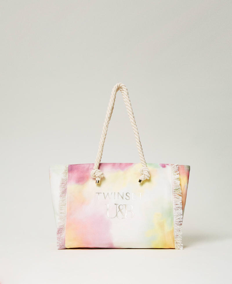 Cabas en toile imprim&eacute;e Imprim&eacute; Tie & Dye Multicolore Citron vert Femme 241LB7200_11268_01