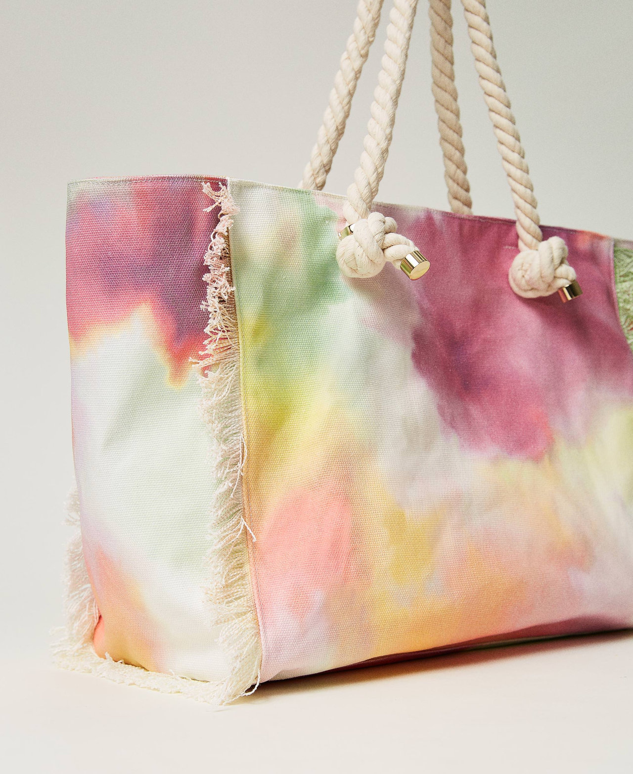 Cabas en toile imprim&eacute;e Imprim&eacute; Tie & Dye Multicolore Citron vert Femme 241LB7200_11268_03