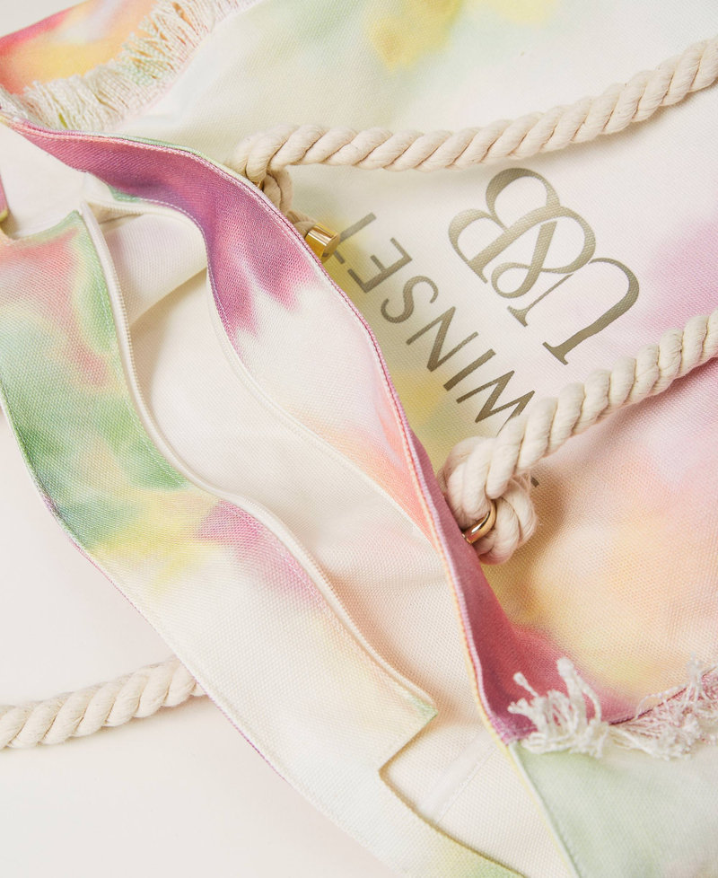 Cabas en toile imprim&eacute;e Imprim&eacute; Tie & Dye Multicolore Citron vert Femme 241LB7200_11268_04