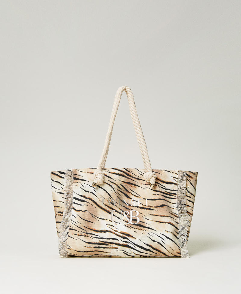 Printed canvas shopping bag