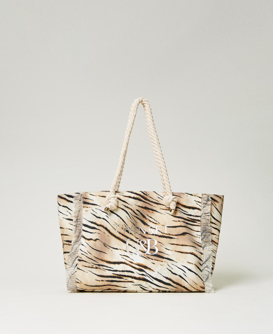 Printed canvas shopping bag