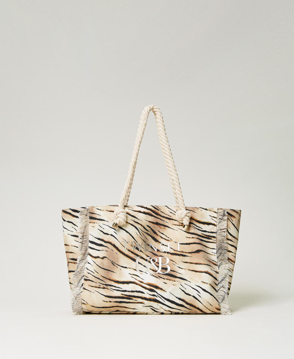 Printed canvas shopping bag