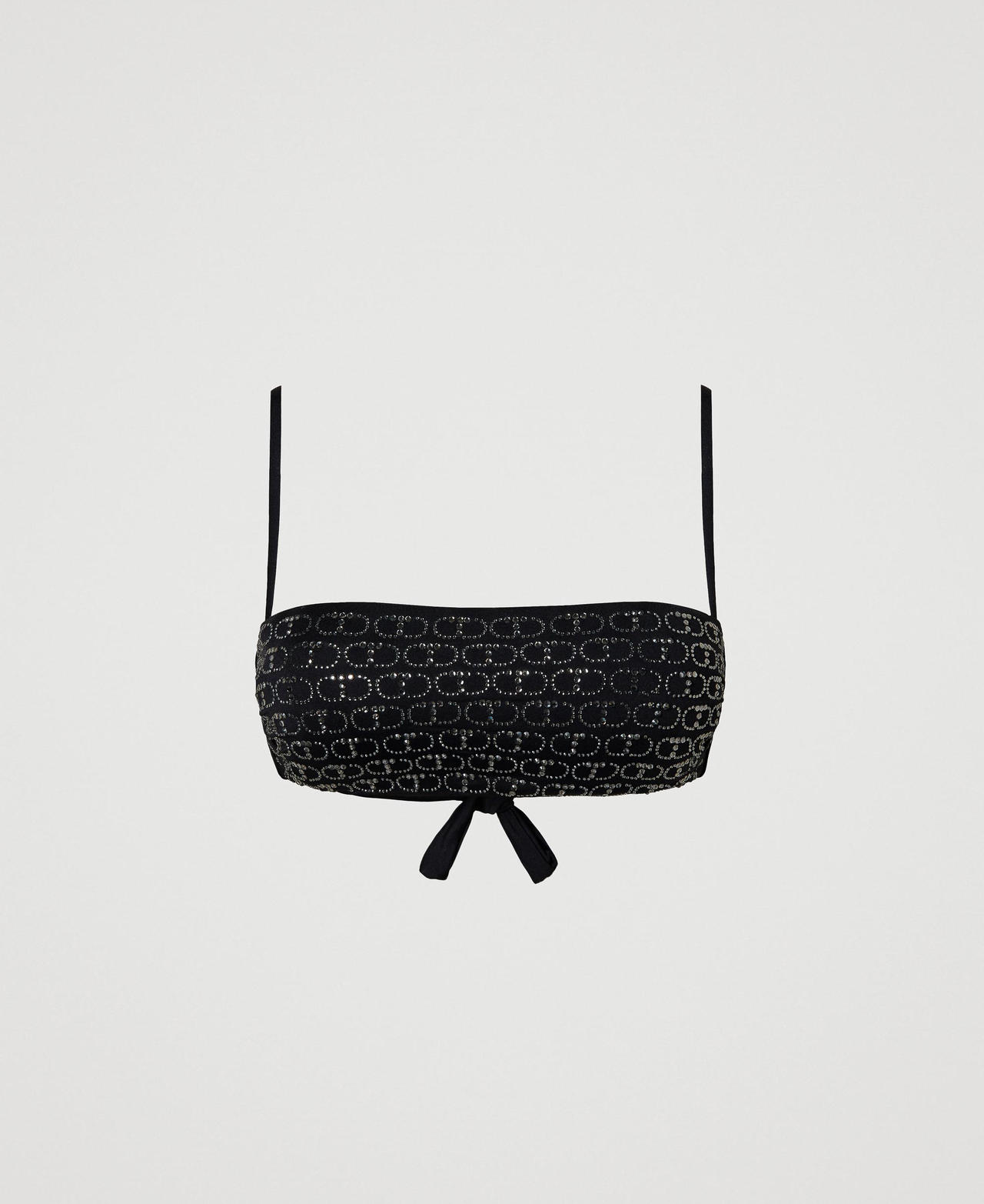Bandeau bikini top with Oval T rhinestones