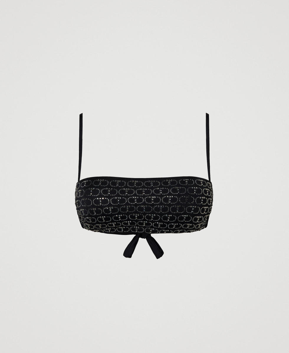 Bandeau Bikinitop mit Oval Ts aus Strass Frau Schwarz TWINSET Milano