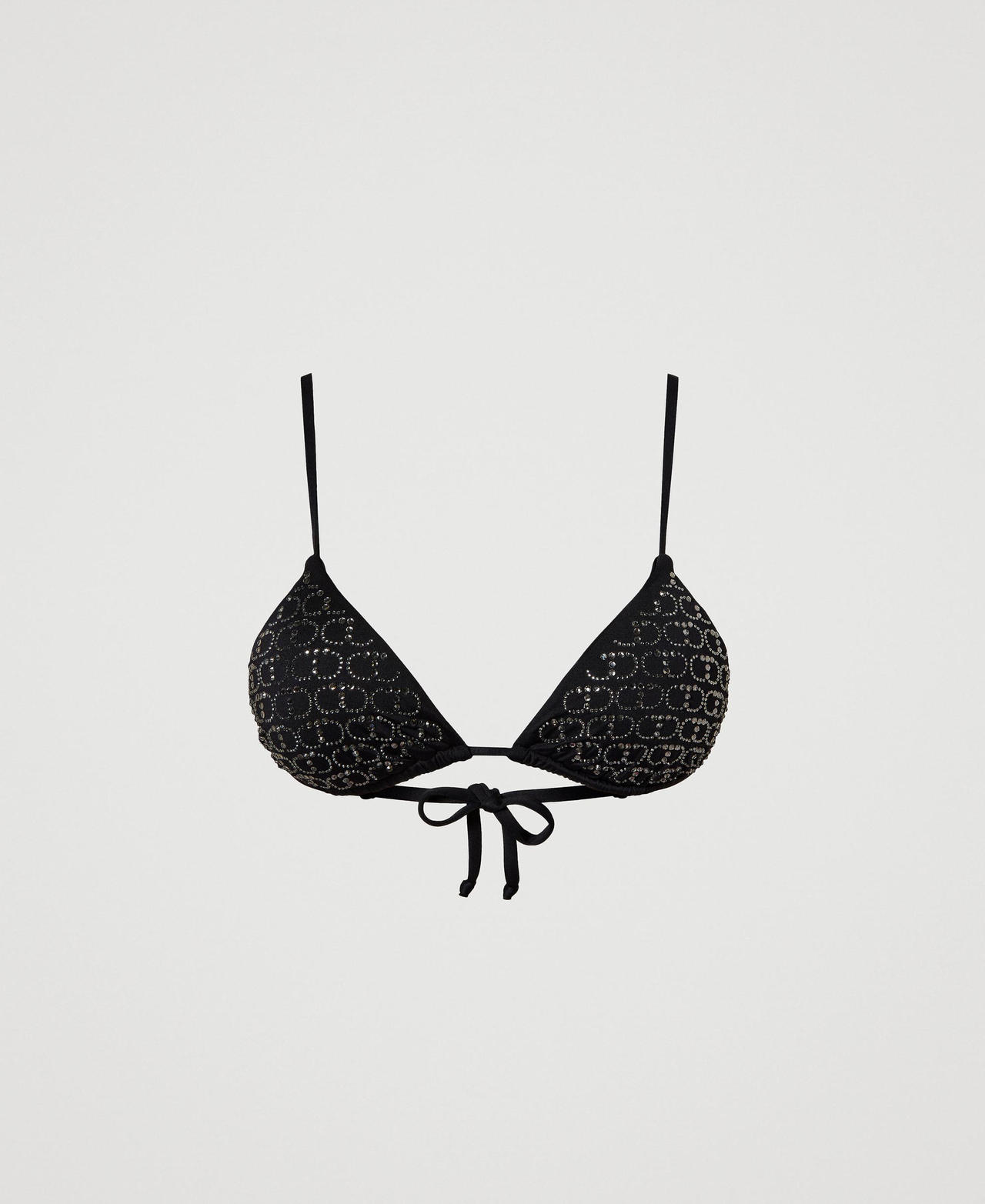 Triangle bikini top with Oval T rhinestones