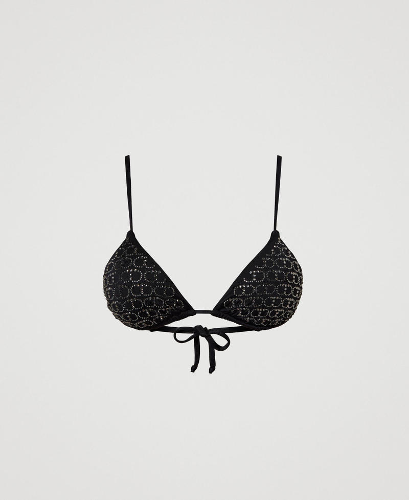Triangle bikini top with Oval T rhinestones