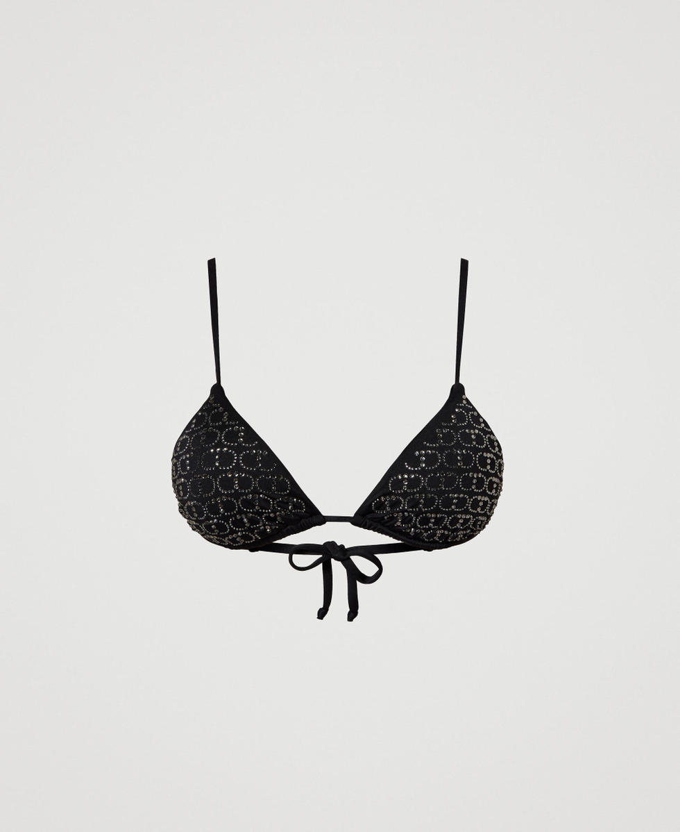 Triangel-Bikinitop mit Oval Ts aus Strass Schwarz Frau 241LBM222_00006_S0