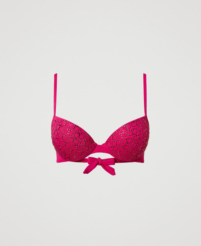 Push-up-Bikinitop mit Oval Ts aus Strass „Pink Dahlia“-Fuchsia Frau 241LBM244-0S