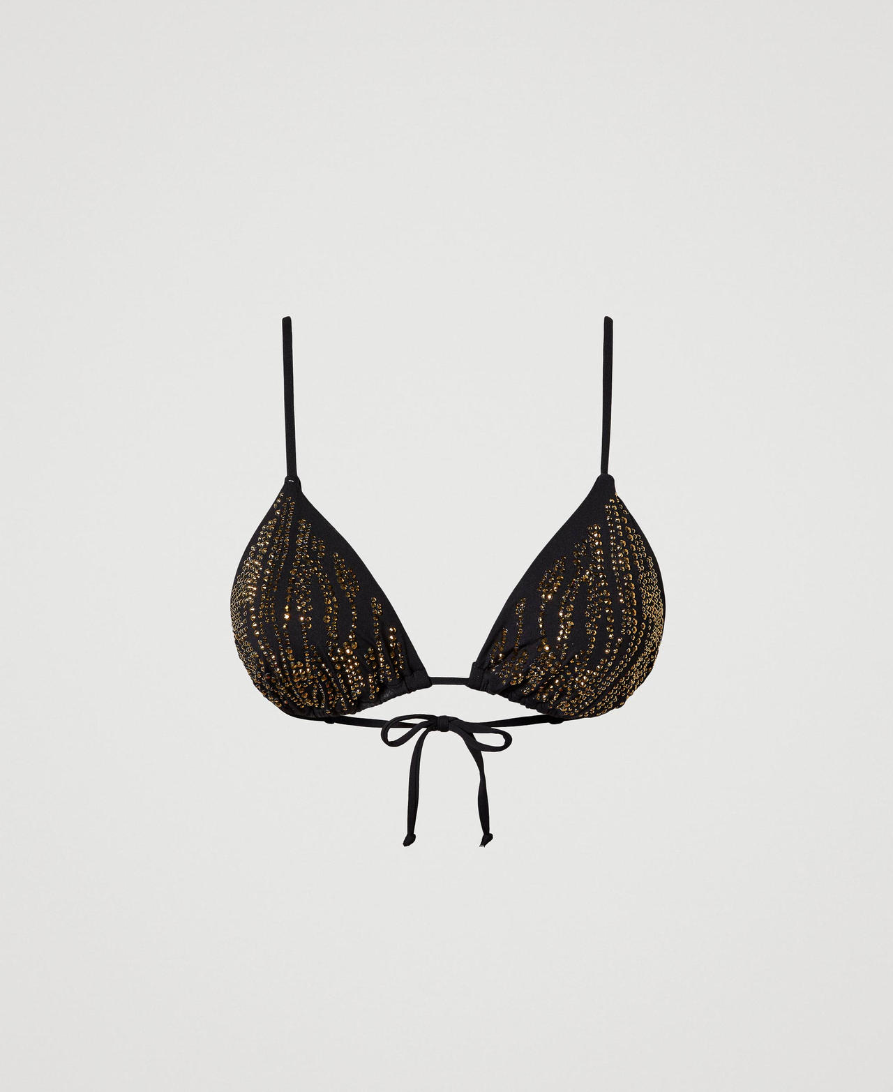 Triangel-Bikinitop mit Animaldessin aus Strass Schwarz Frau 241LBM322-0S