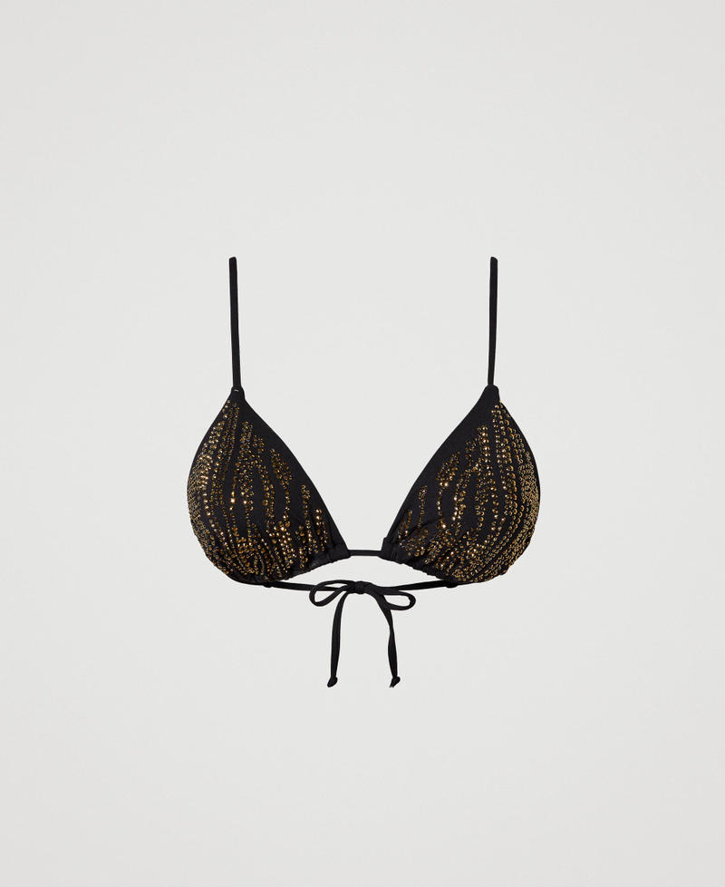 Triangle bikini top with animal pattern rhinestones
