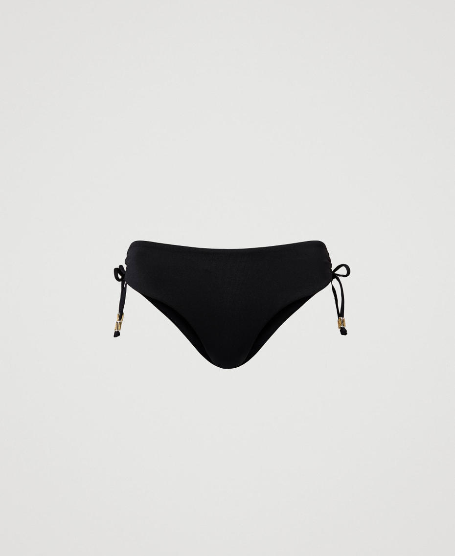 Bikini bottom with drawstring and rhinestones
