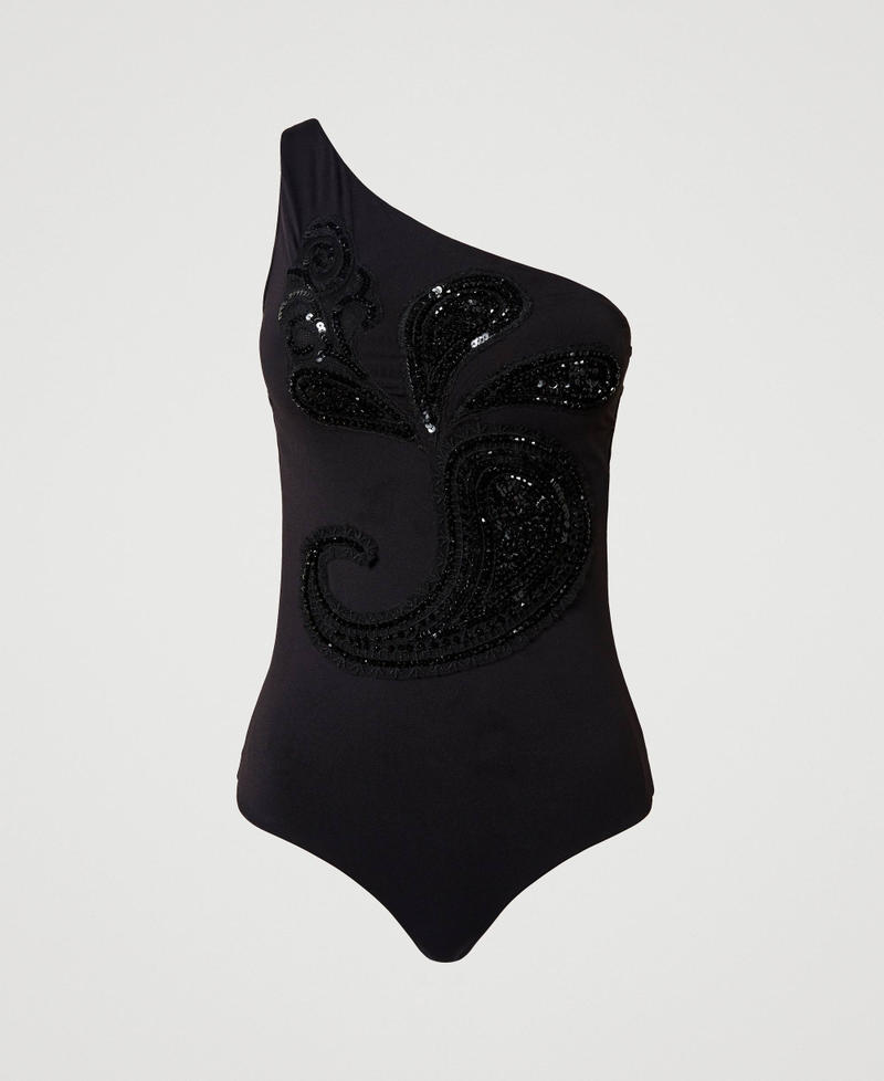 One-piece swimsuit with embroidery Black Woman 241LBM4ZZ_00006_S0