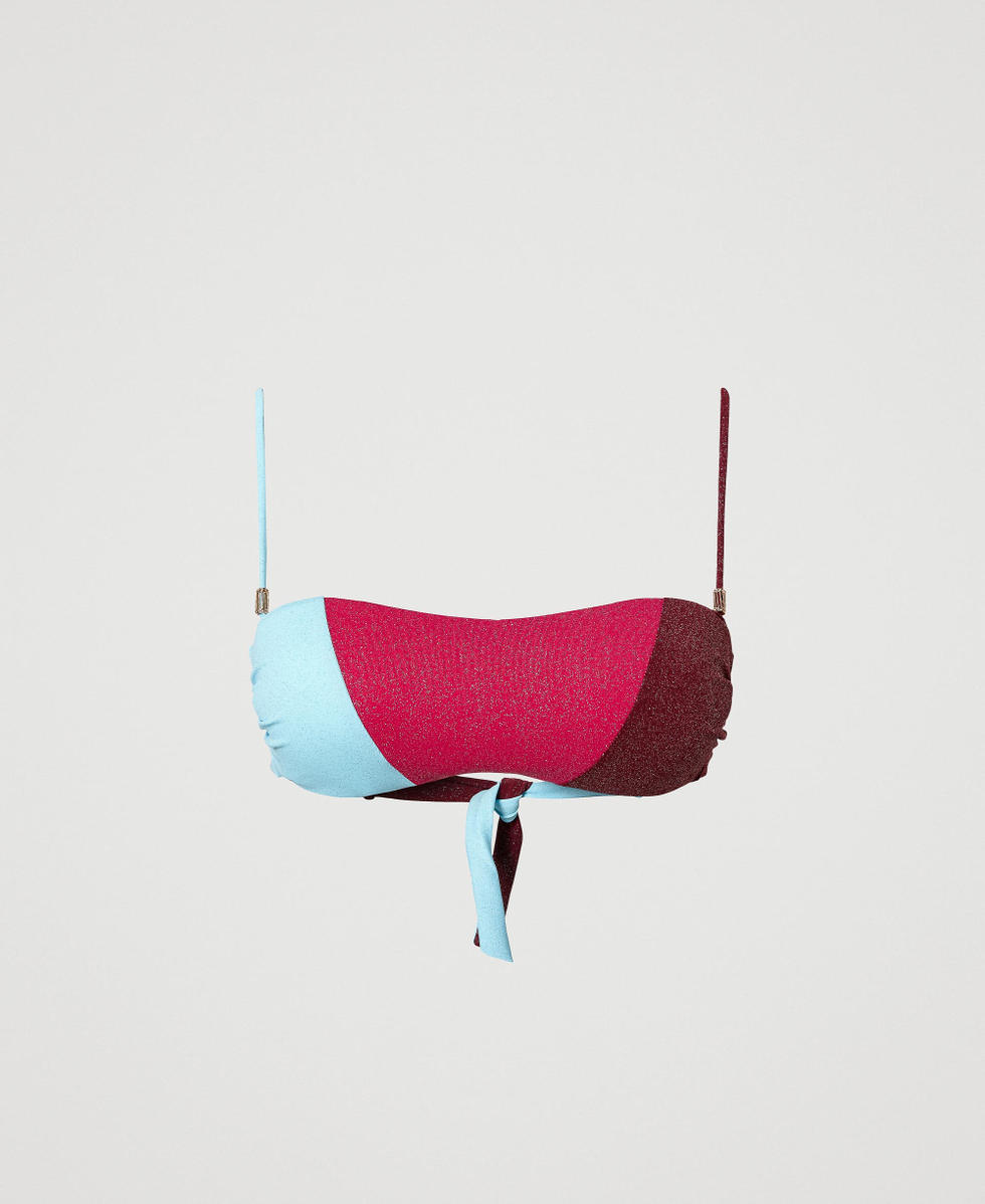 Colour block bandeau bikini top