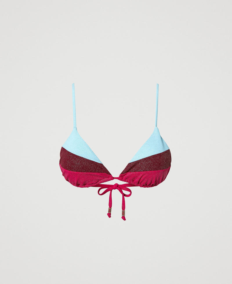 Colour block triangle bikini top “Aquamarine” Light Blue / “Grenade” Red / Pink Dahlia” Fuchsia Woman 241LBM522-0S