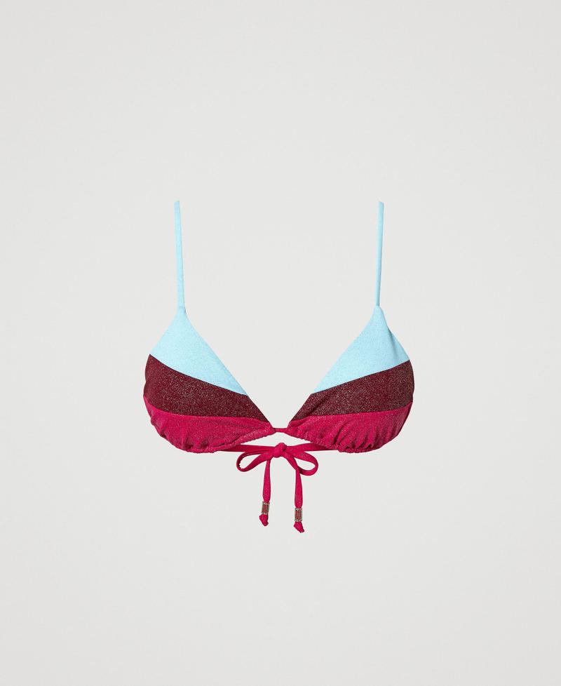 Colour block triangle bikini top “Aquamarine” Light Blue / “Grenade” Red / Pink Dahlia” Fuchsia Woman 241LBM522_11274_0S