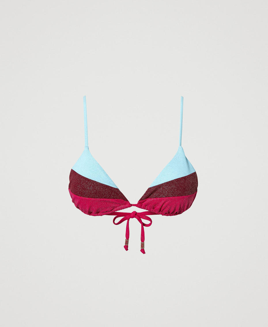 Colour block triangle bikini top “Aquamarine” Light Blue / “Grenade” Red / Pink Dahlia” Fuchsia Woman 241LBM522_11274_S0