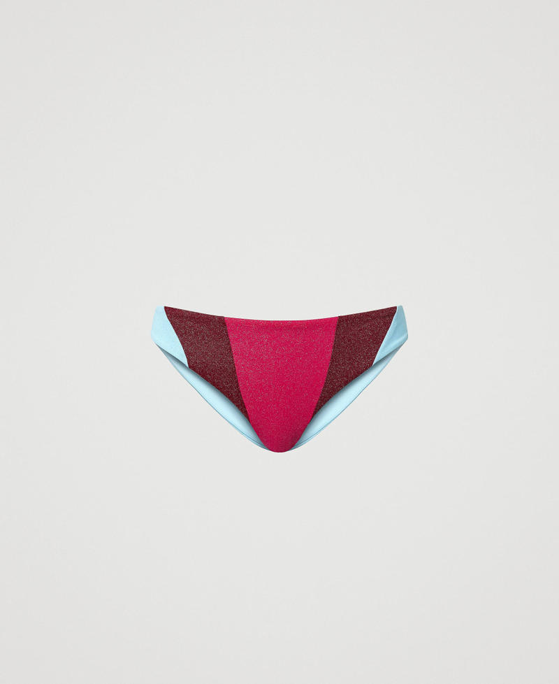 Colour block Brazilian bikini bottom “Aquamarine” Light Blue / “Grenade” Red / Pink Dahlia” Fuchsia Woman 241LBM577-0S