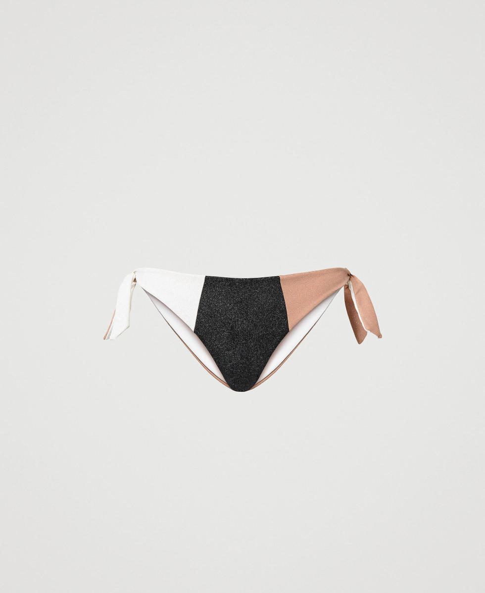 Tanga de bain color block avec n&oelig;uds