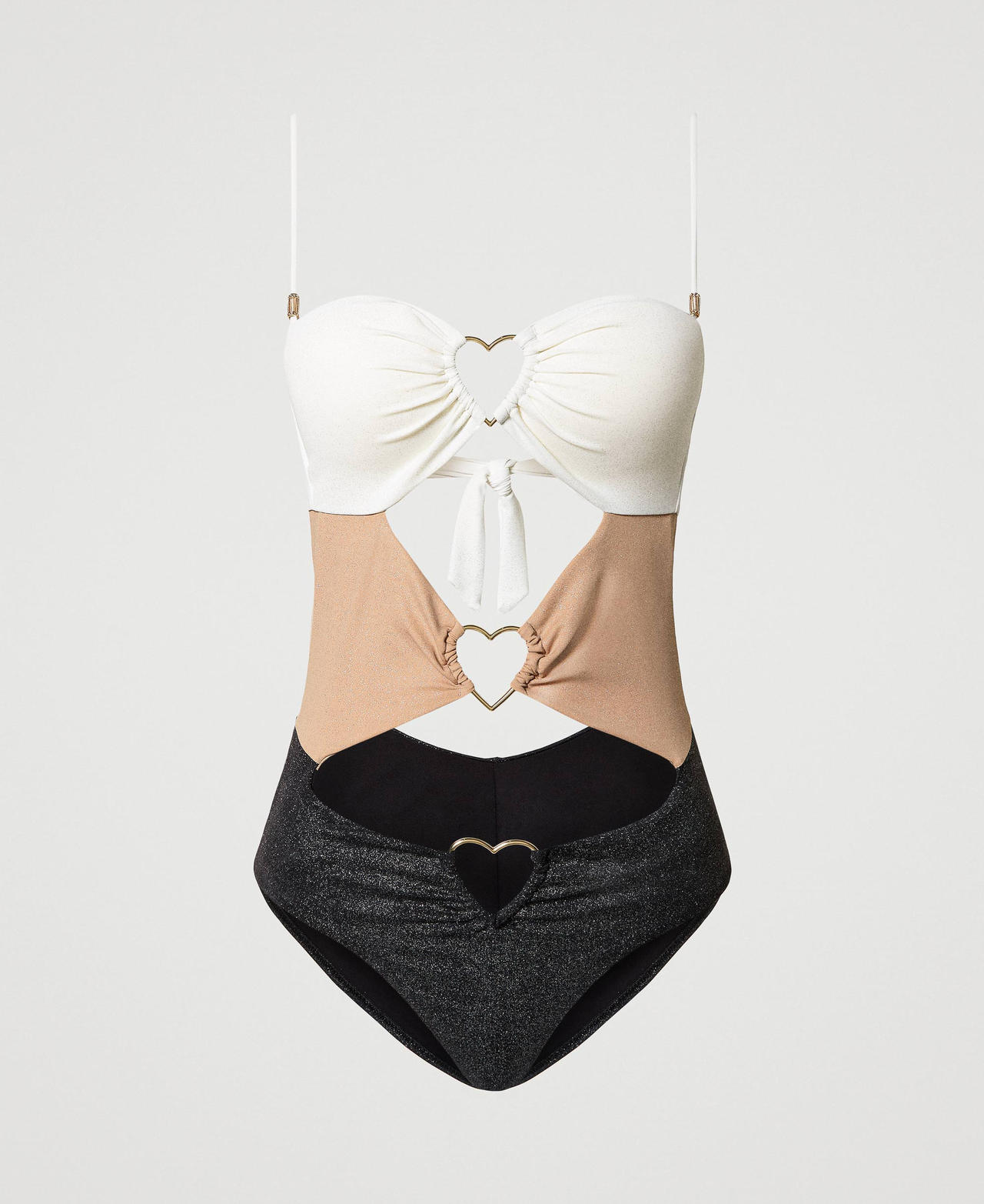 Costume intero color block con cuori