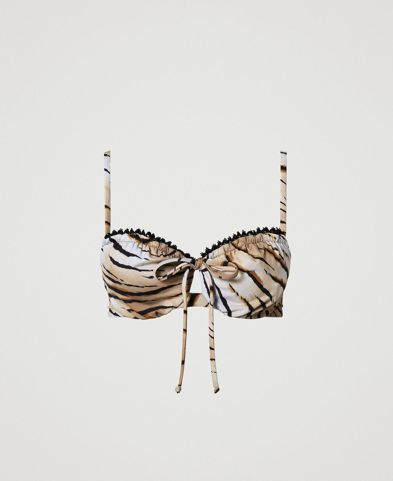 Underwire bikini top with print