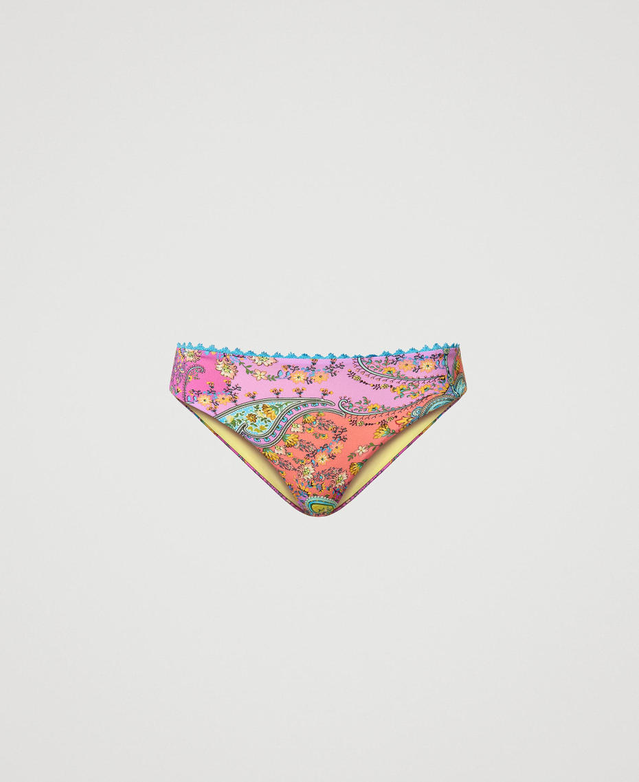 Brazilian bikini bottom with print Multicolour “Pink Dahlia” Fuchsia Paisley Print Woman 241LBMB77_11266_S0
