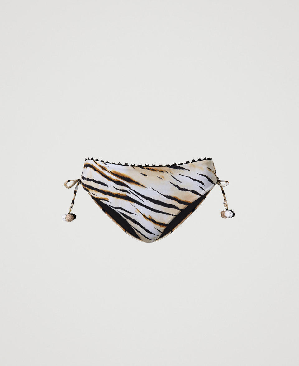 Bikini bottom with drawstring and print Animal Print Woman 241LBMB99_11270_S0