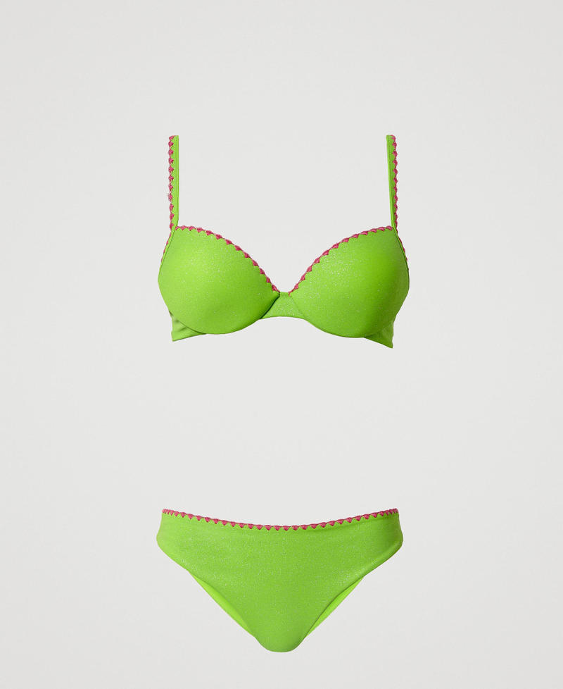Haut de maillot de bain push-up et slip avec broderie