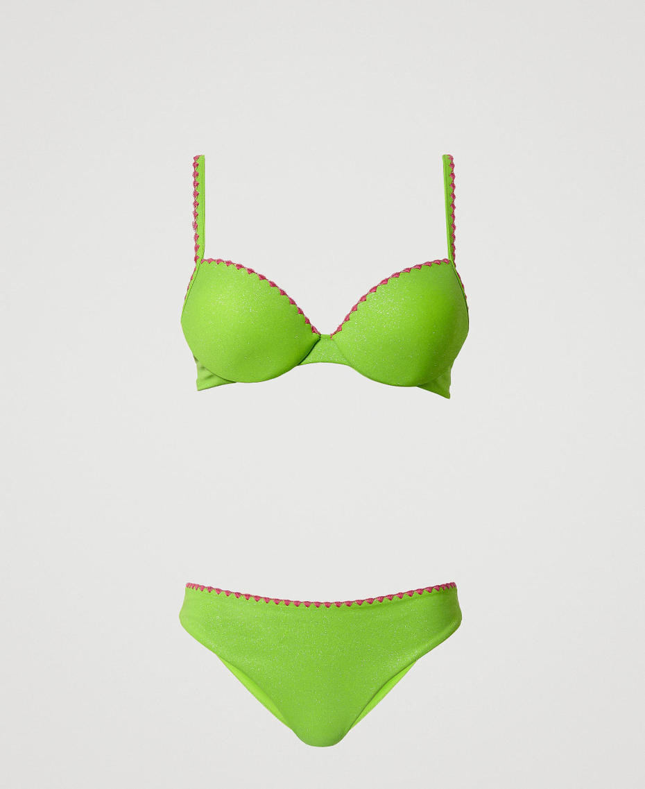 Haut de maillot de bain push-up et slip avec broderie