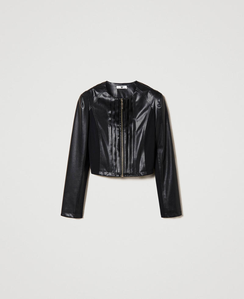 Leather-like cropped jacket Black Woman 241LL2ADD-0S