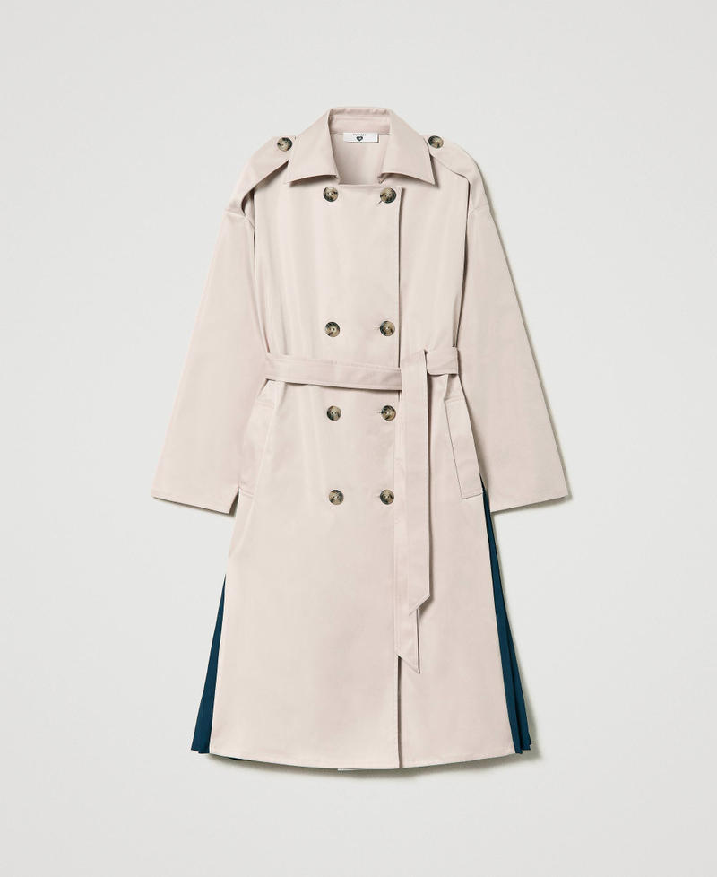 Trench in gabardina con retro plissé