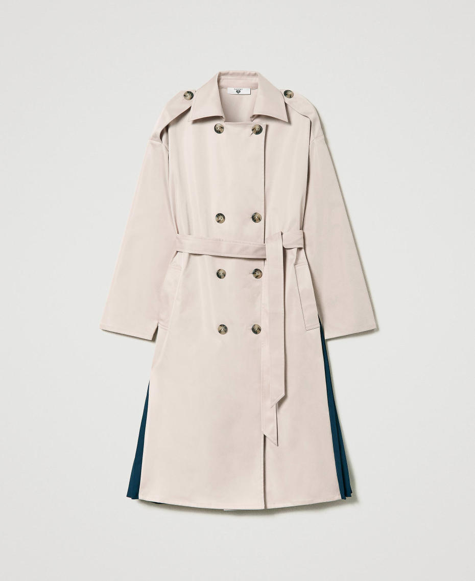 Trench in gabardina con retro plissé