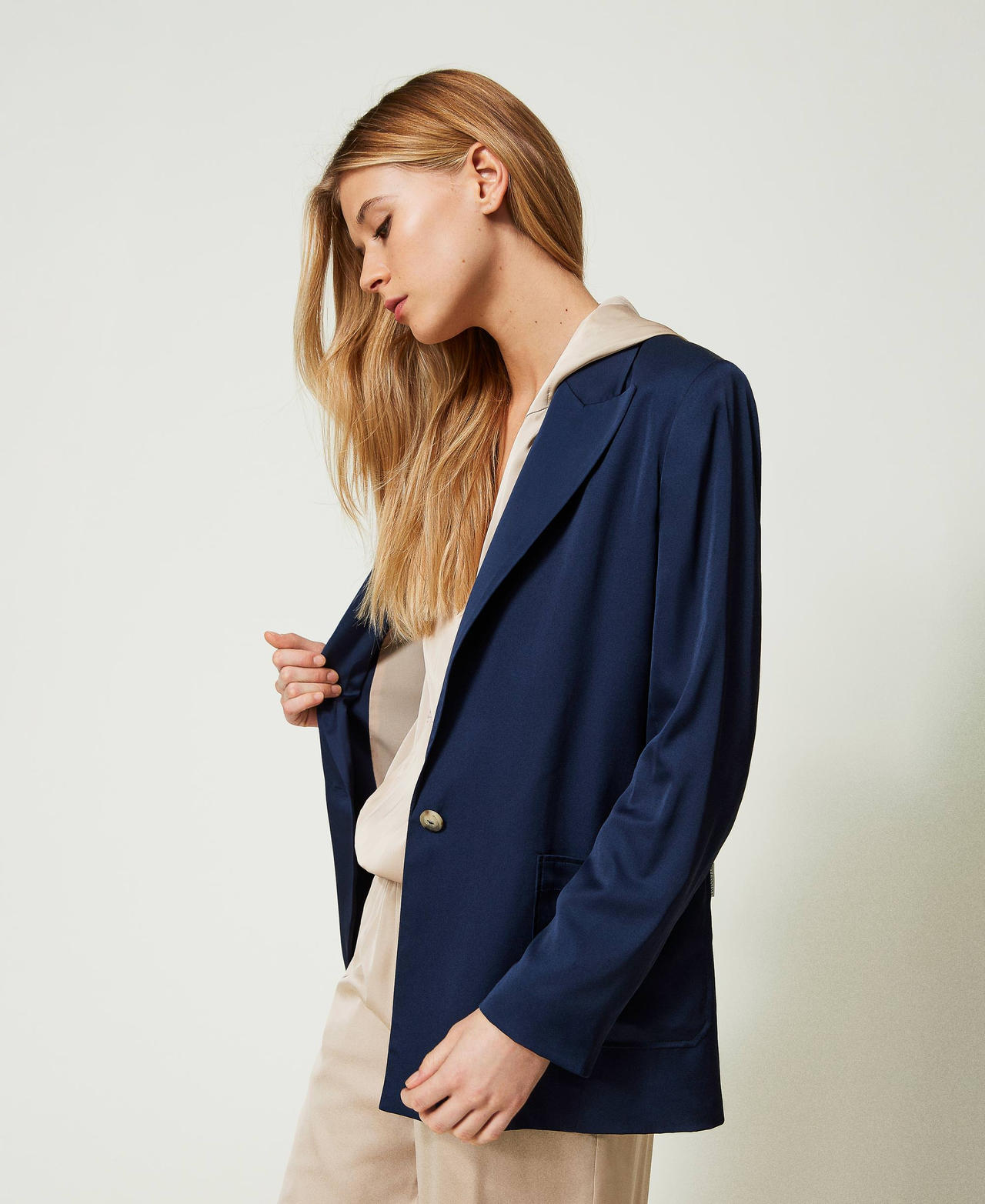 Satin blazer Woman Blue TWINSET Milano