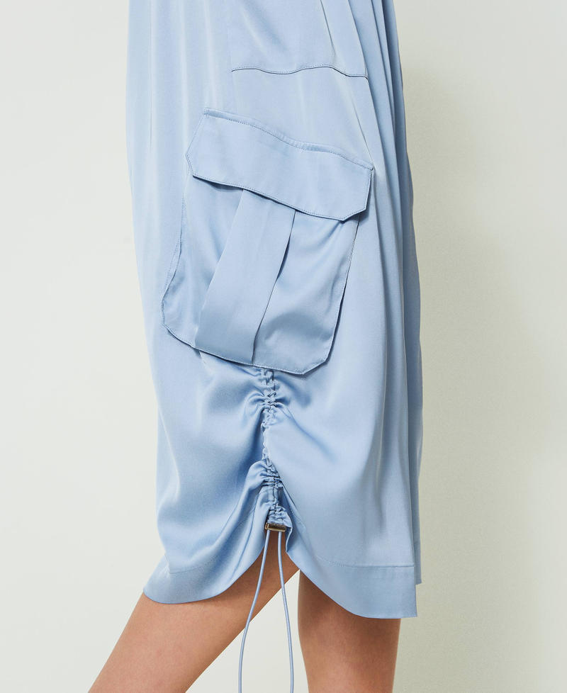 Falda midi de raso Azul "Light Pervinca" Mujer 241LL2FCC-04