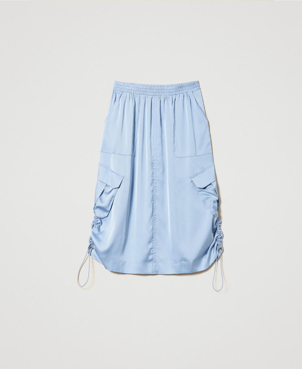 Falda midi de raso Azul "Light Pervinca" Mujer 241LL2FCC_11281_S0