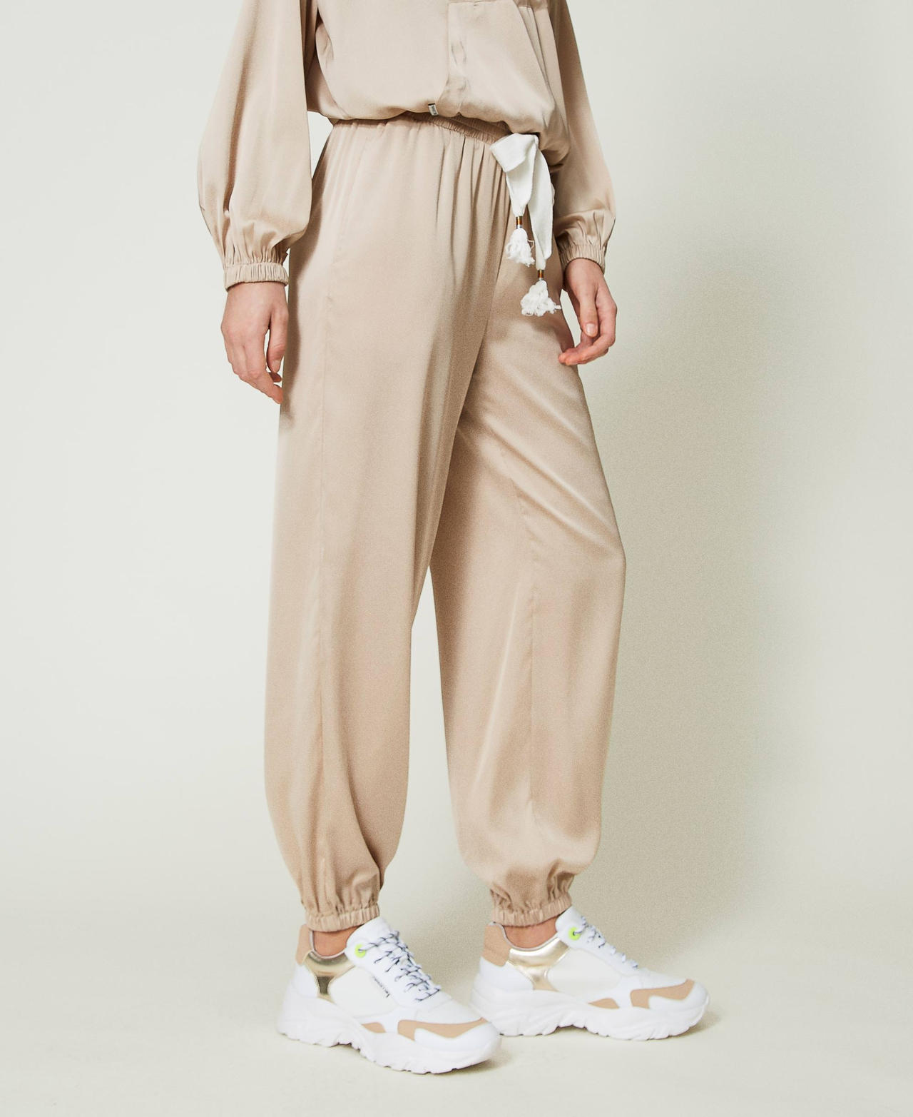 Satin joggers Champagne Woman 241LL2FDD-02