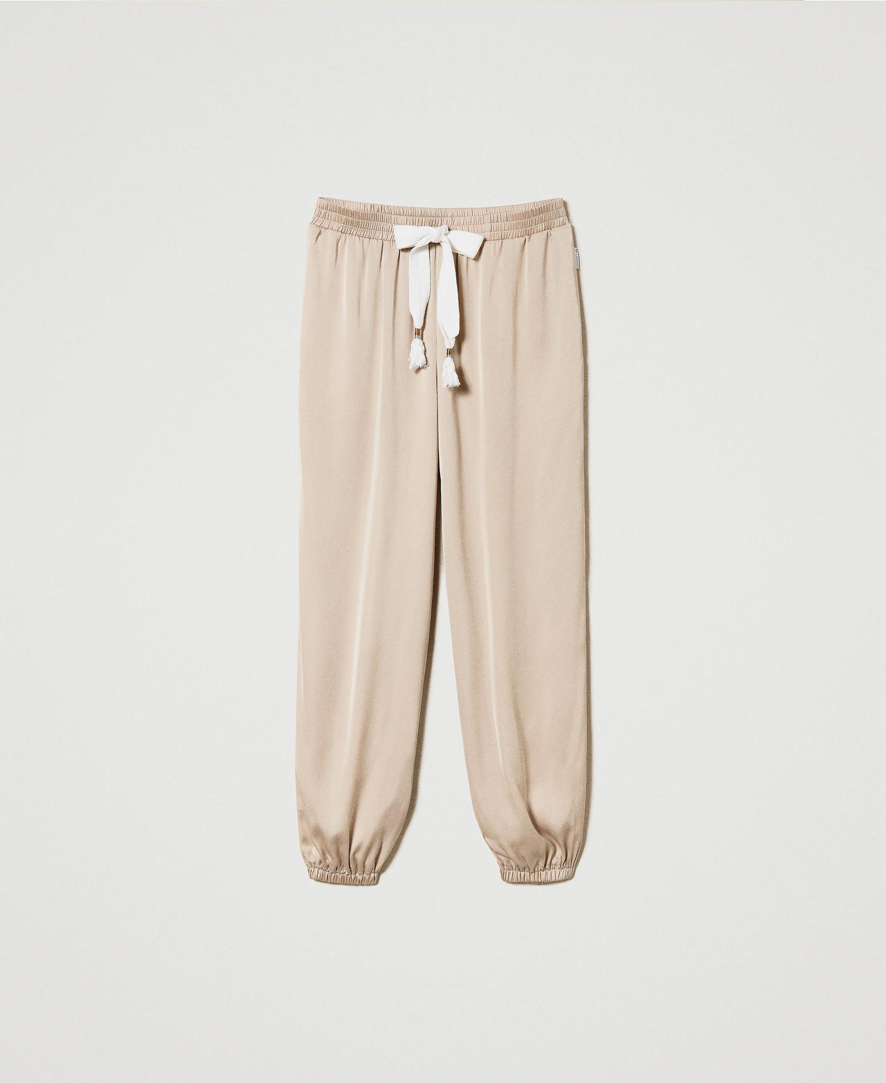 Satin joggers Woman, Beige