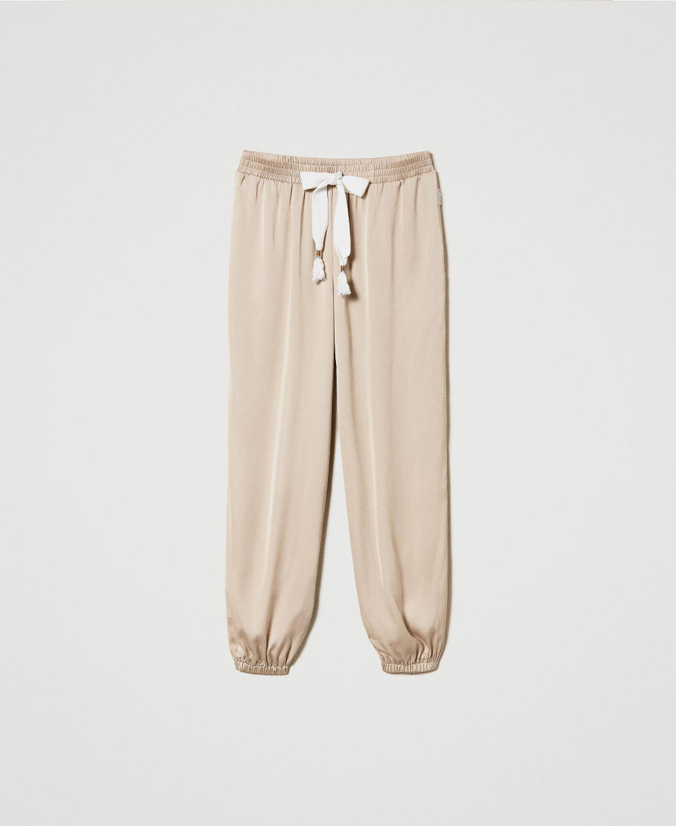 Satin joggers Woman Beige TWINSET Milano